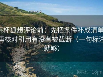 茶杯狐想评论前：先把条件补成清单，再核对引用有没有被截断（一句标注就够）
